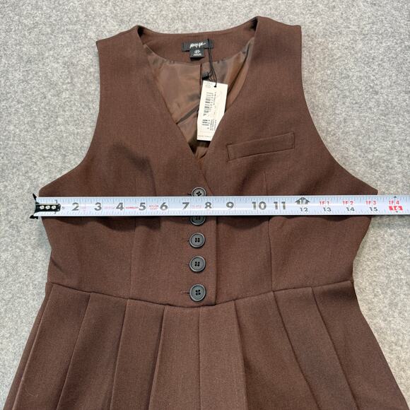 Women's Nasty Gal Brown Button Front and Pleated Romper Size 4 NEW - Picture 6 of 9